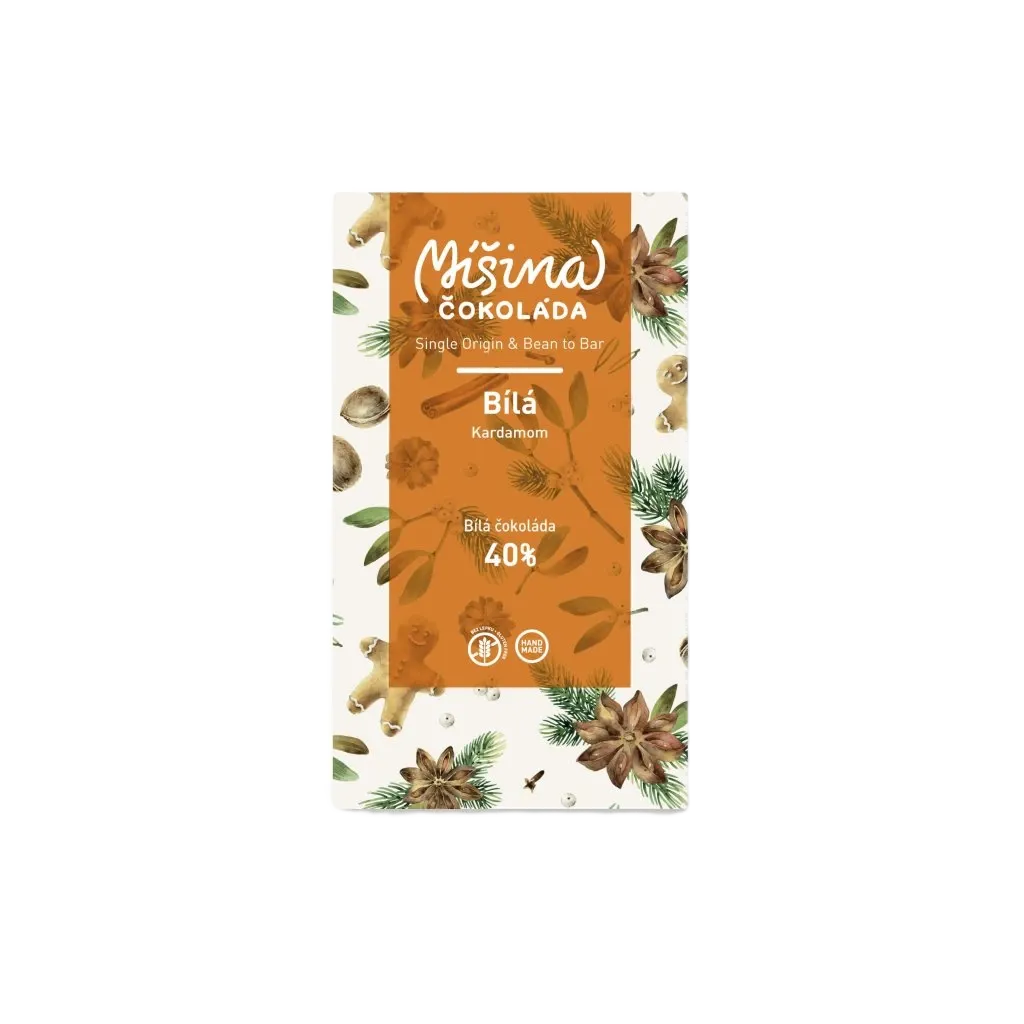 [1855358495158140] Míšina čokoláda - Bílá čokoláda 40% s kardamomem 50g
