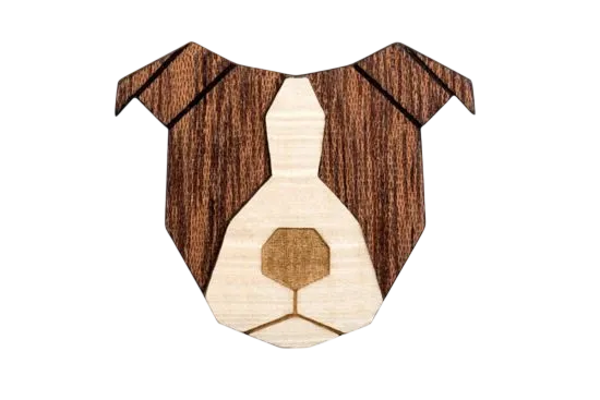[1393914810382380] BeWooden - Dřevěná brož pes Staford bulteriér