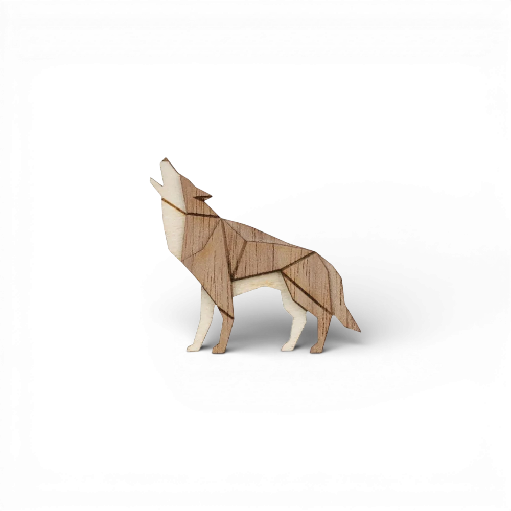 [Walking Wolf Brooch - Dřevěná brož Chodící Vlk] BeWooden - Dřevěná brož Chodící Vlk