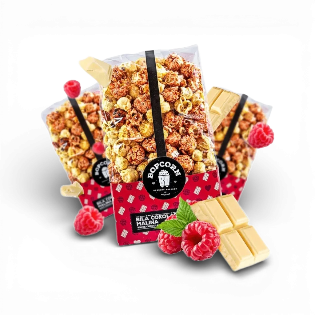 [0-009-1] Bopcorn - Popcorn malina bílá čokoláda 70g
