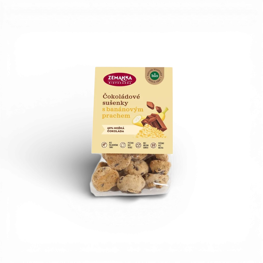 [SUS50] Zemanka Biopekárna - BIO sušenky s čokoládou a banánovým prachem 100g
