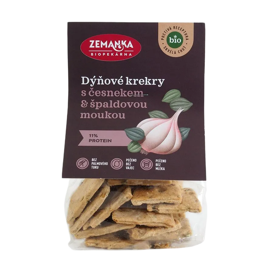 [KRE01] Zemanka Biopekárna - BIO krekry s dýňovým semínkem a česnekem 100g